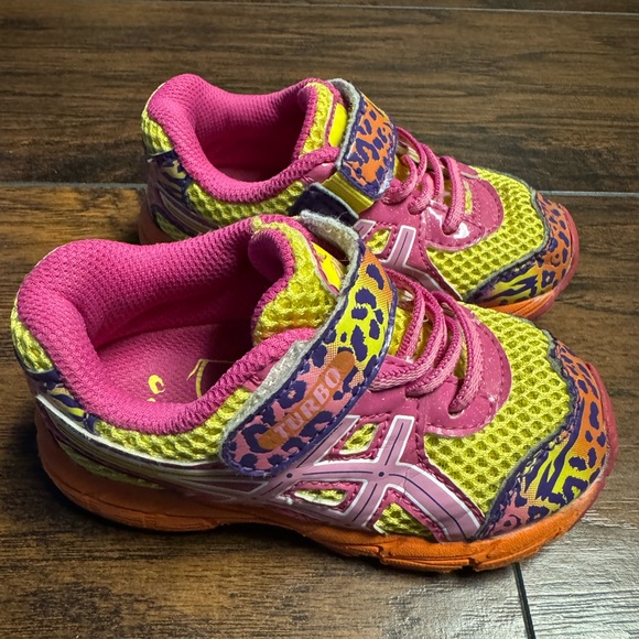 ASICS Gel Turbo Running Shoes Girls Toddler 7c Pink/Yellow/Orange - Picture 4 of 7